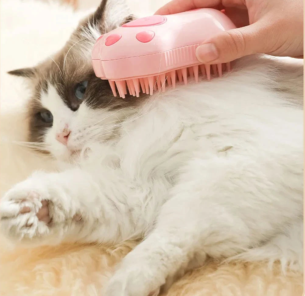 3-in-1 Pet Grooming Brush - Steam, Massage & Hair Removal