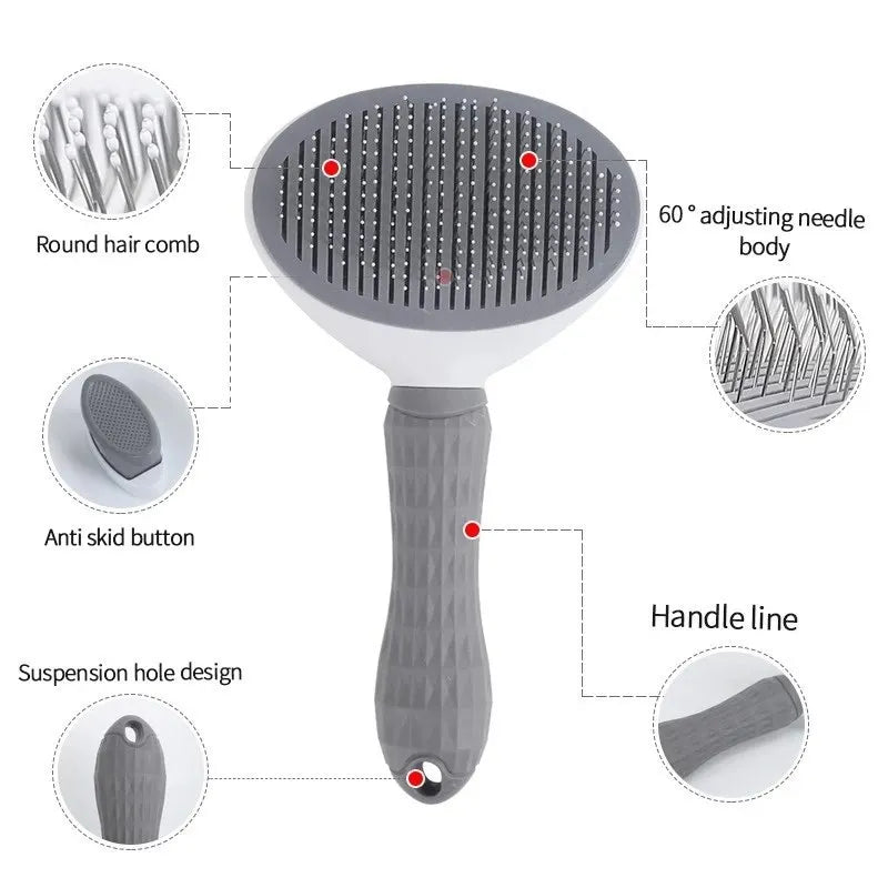 Pet Grooming Brush – Self-Cleaning Hair Remover for Dogs & Cats