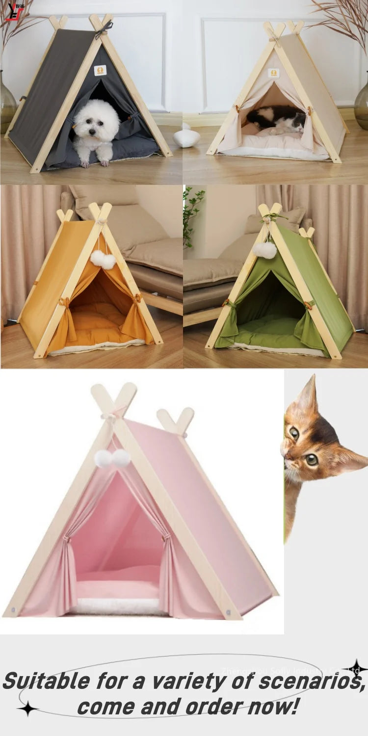 Pet Teepee Tent – Foldable & Cozy House for Cats & Dogs