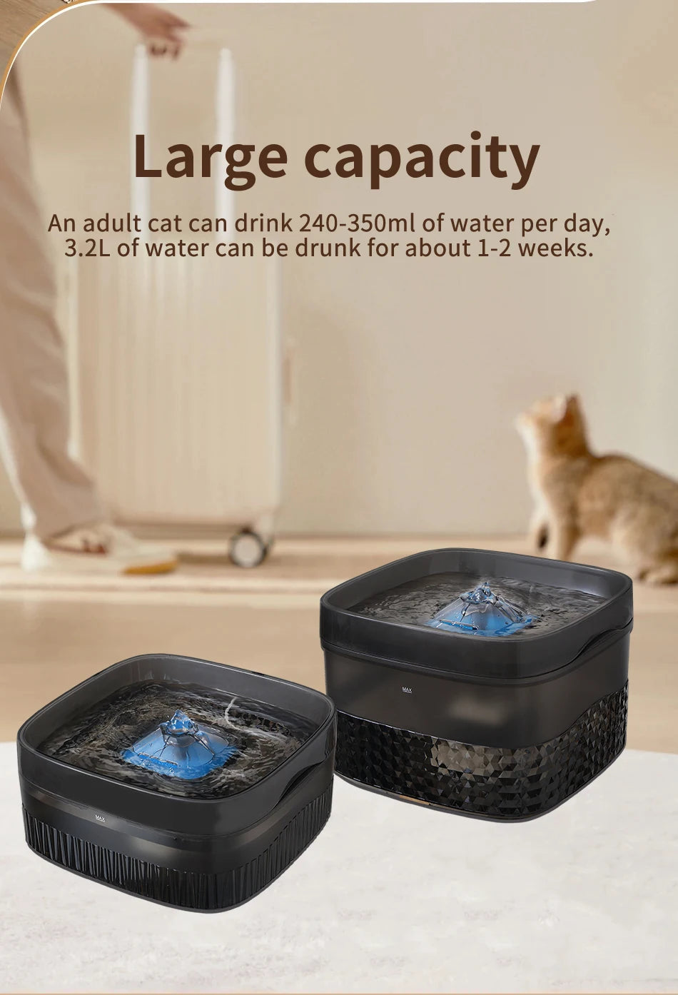 5.5L & 9L Large-Capacity Pet Water Fountain