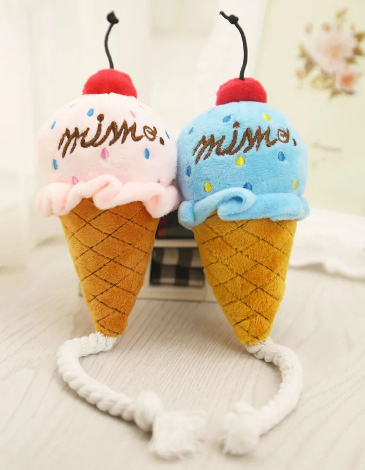 🍦 Ice Cream Plush Dog Toy – Squeaky & Cute