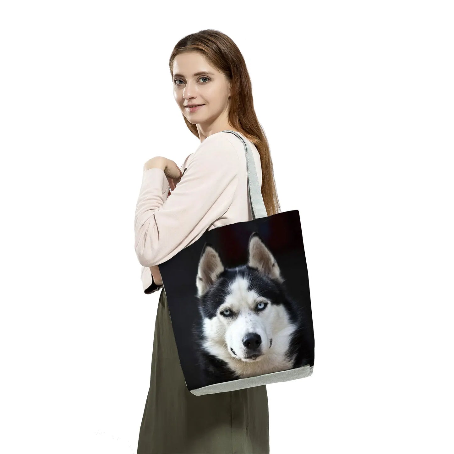 Dog Print Tote Bag – Large Capacity Shoulder & Shopping Bag