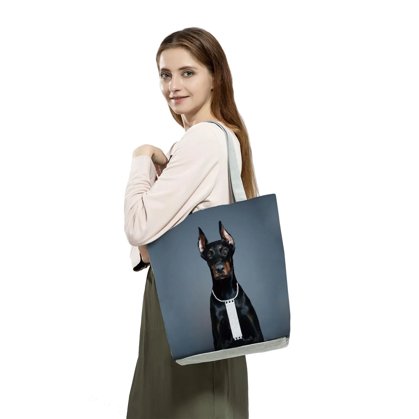 Dog Print Tote Bag – Large Capacity Shoulder & Shopping Bag