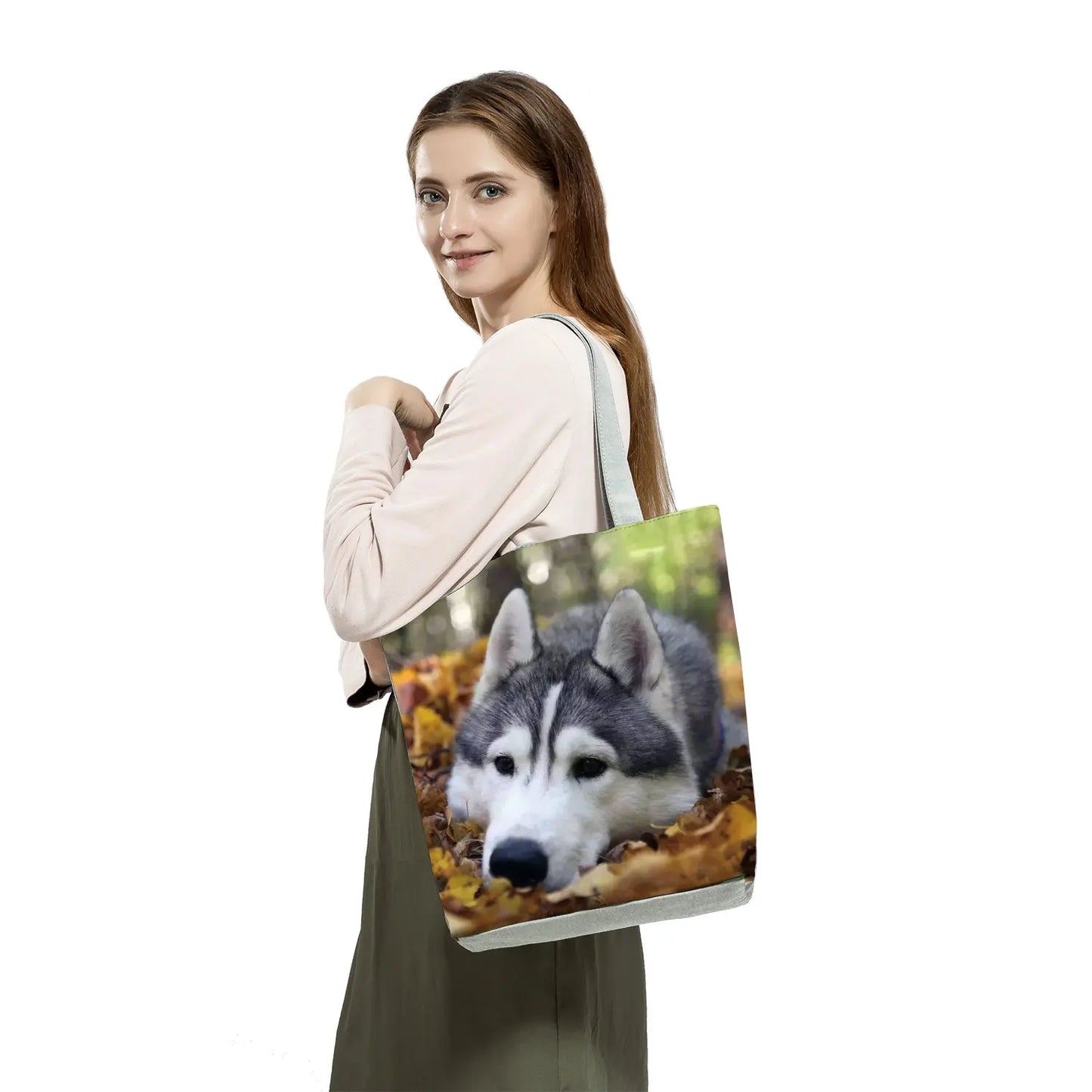 Dog Print Tote Bag – Large Capacity Shoulder & Shopping Bag