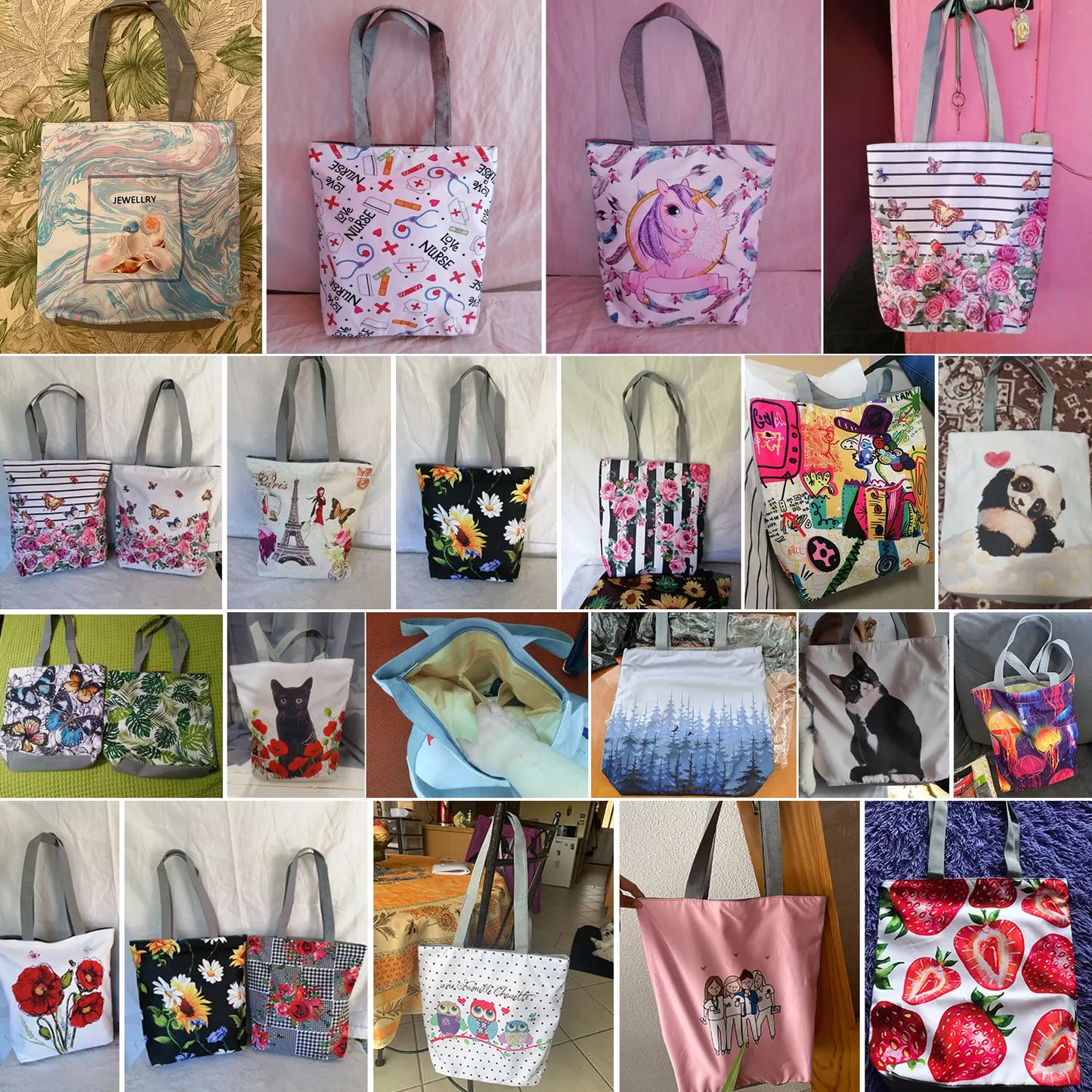Dog Print Tote Bag – Large Capacity Shoulder & Shopping Bag