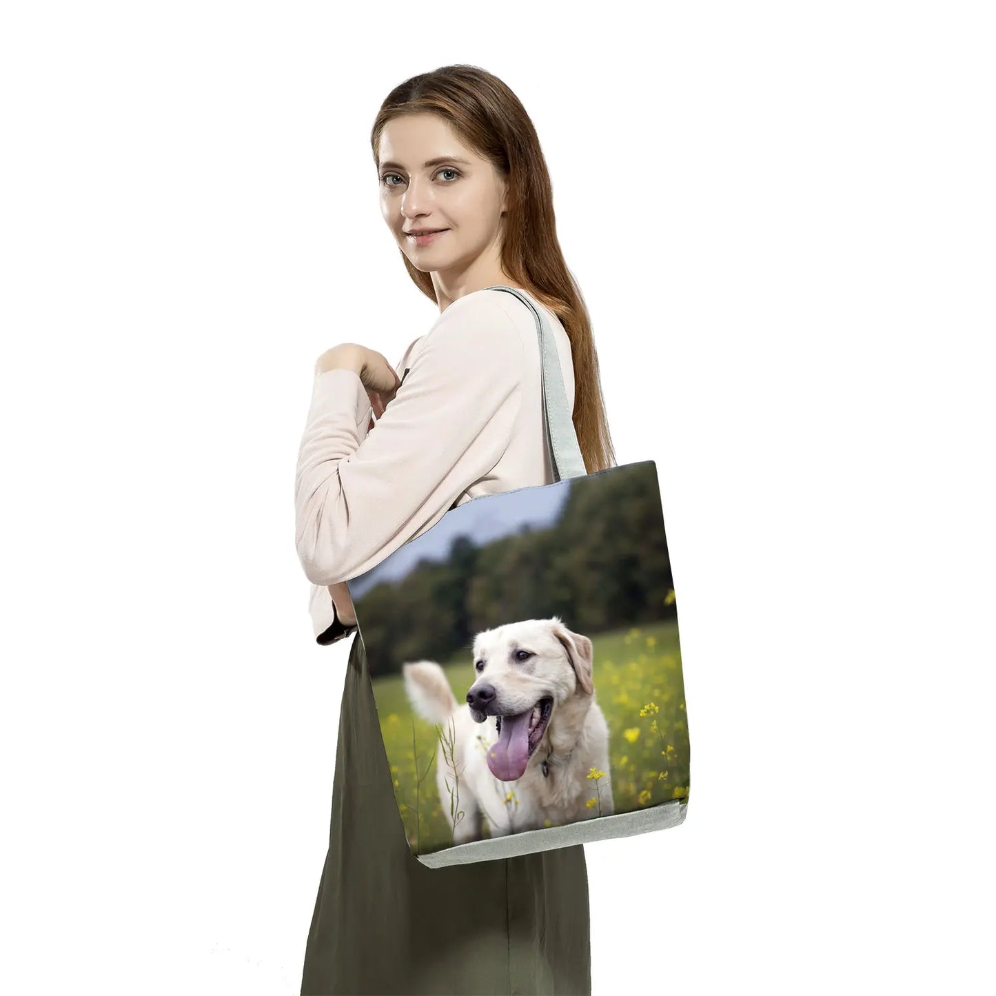 Dog Print Tote Bag – Large Capacity Shoulder & Shopping Bag