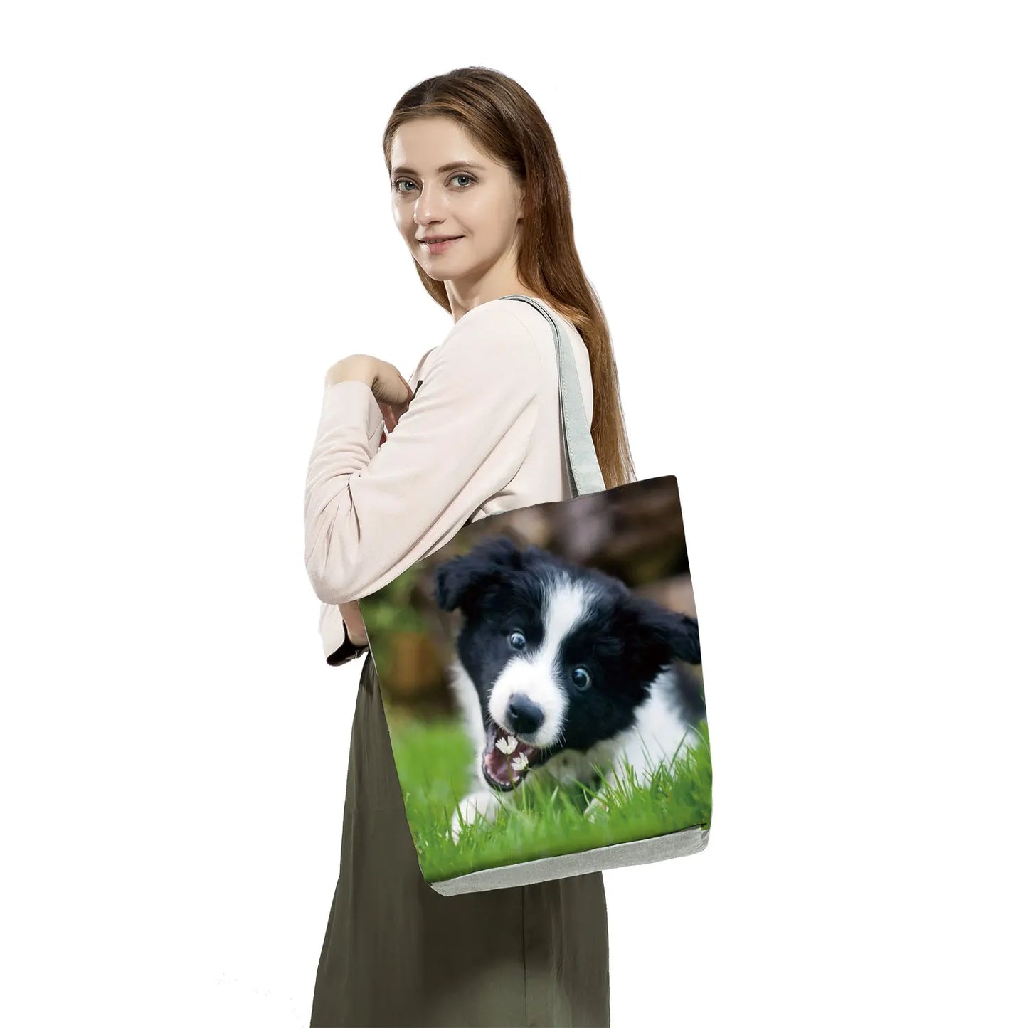 Dog Print Tote Bag – Large Capacity Shoulder & Shopping Bag